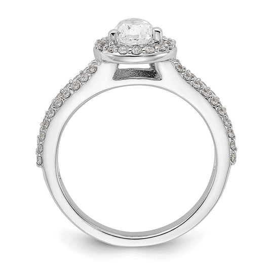 High-Quality 14K White Gold Halo Engagement Ring Semi-Mount, 5/8 ct Diamonds - Affordable Luxury for 1 Carat Pear Stone