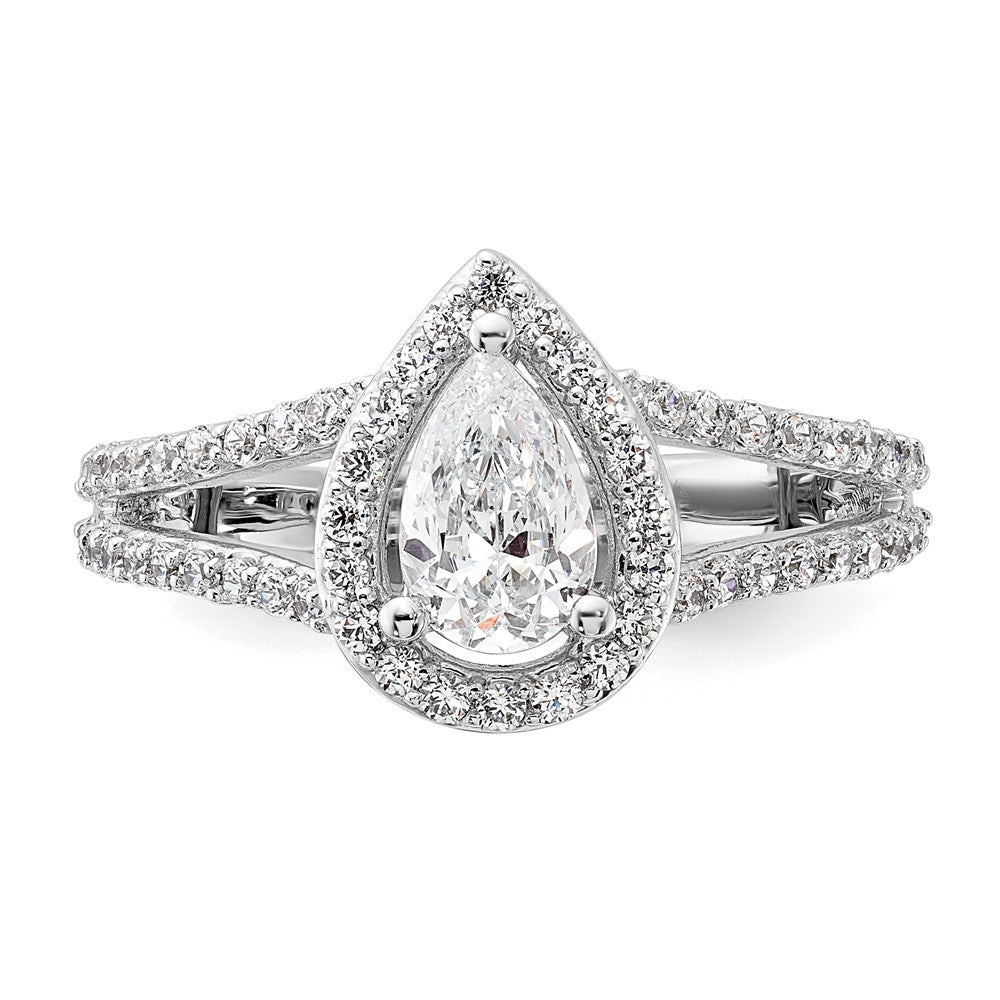 High-Quality 14K White Gold Halo Engagement Ring Semi-Mount, 5/8 ct Diamonds - Affordable Luxury for 1 Carat Pear Stone