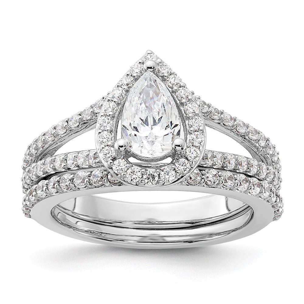 High-Quality 14K White Gold Halo Engagement Ring Semi-Mount, 5/8 ct Diamonds - Affordable Luxury for 1 Carat Pear Stone