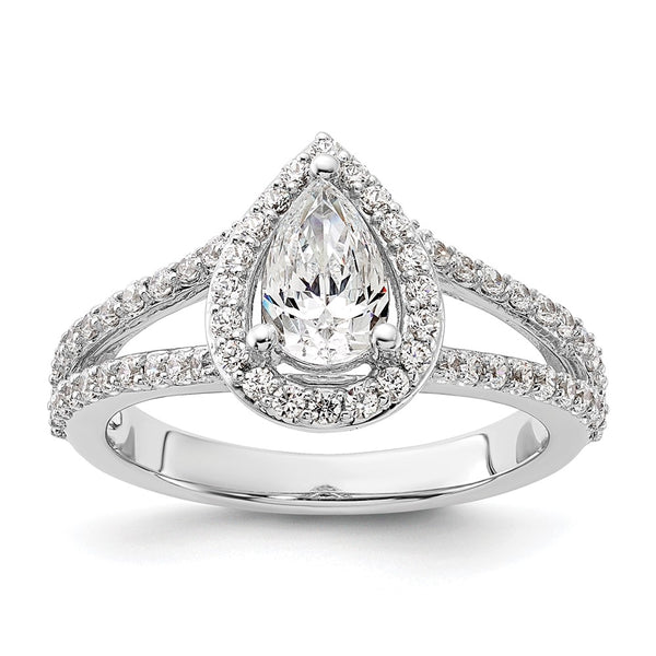High-Quality 14K White Gold Halo Engagement Ring Semi-Mount, 5/8 ct Diamonds - Affordable Luxury for 1 Carat Pear Stone