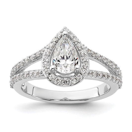 High-Quality 14K White Gold Halo Engagement Ring Semi-Mount, 5/8 ct Diamonds - Affordable Luxury for 1 Carat Pear Stone