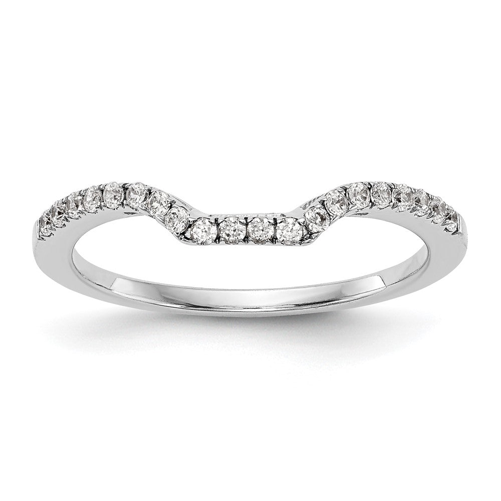 Exclusive 14K White Gold Contoured Wedding Band - 1/5 Carat Diamond, Stylish Value