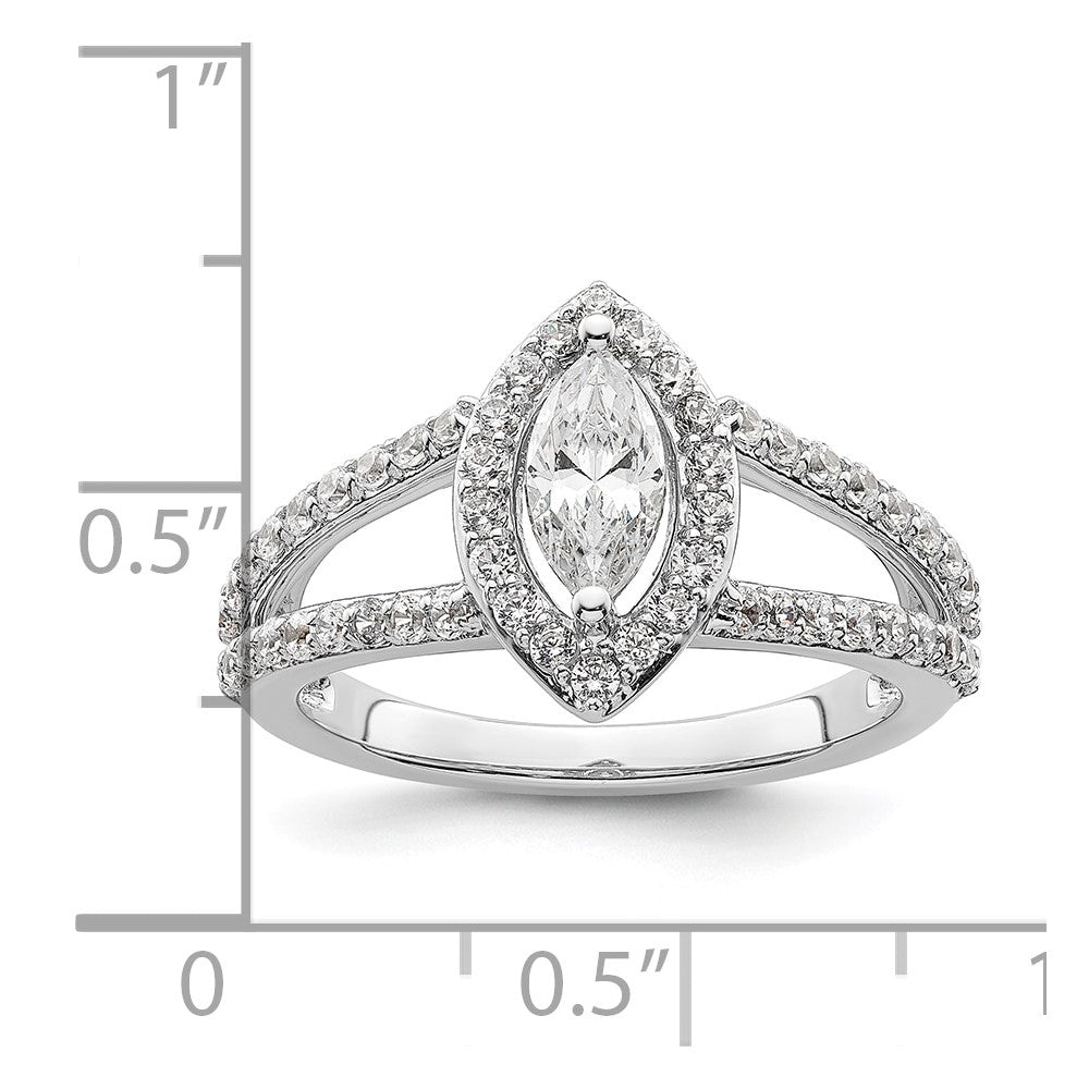 Buy Exclusive 14K White Gold Halo Engagement Ring | 1/2 Carat Marquise Center
