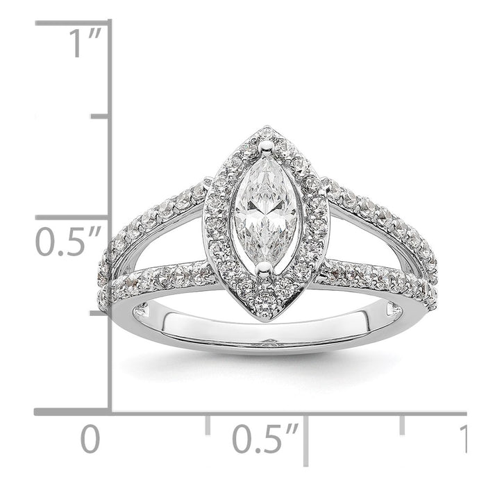 Buy Exclusive 14K White Gold Halo Engagement Ring | 1/2 Carat Marquise Center-7