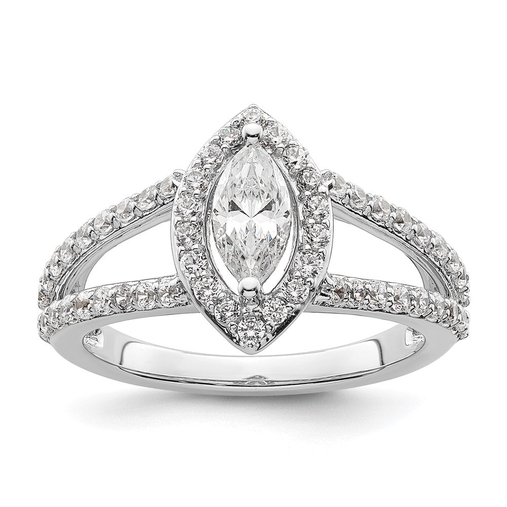 Buy Exclusive 14K White Gold Halo Engagement Ring | 1/2 Carat Marquise Center