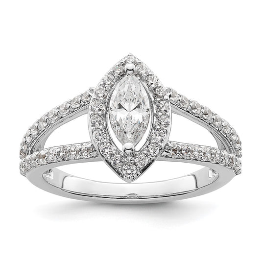 Buy Exclusive 14K White Gold Halo Engagement Ring | 1/2 Carat Marquise Center