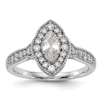 Buy 14K White Gold Semi-Mount Engagement Ring with 1/3 Carat Diamonds - Stylish Halo Design