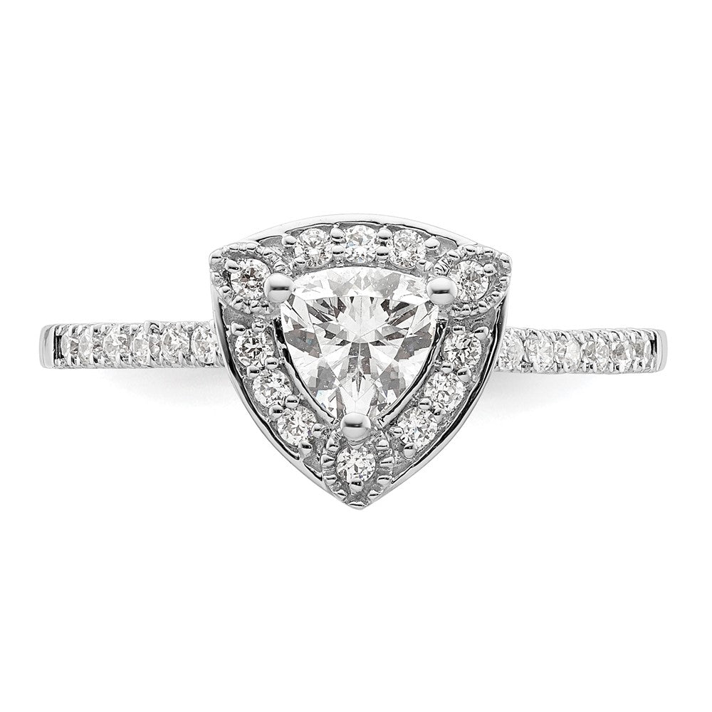 Buy Exclusive 14K White Gold Halo Engagement Ring for 1/2 Carat Trillion Stone