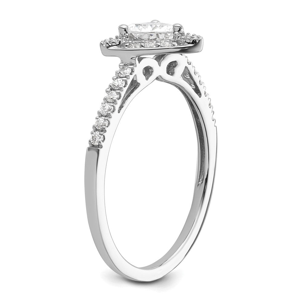 Buy Exclusive 14K White Gold Halo Engagement Ring for 1/2 Carat Trillion Stone