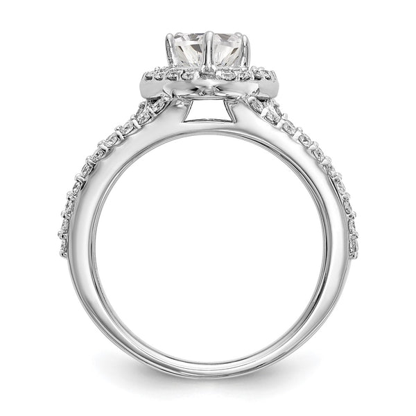 14K White Gold Halo Engagement Ring, 1 Carat Heart Center