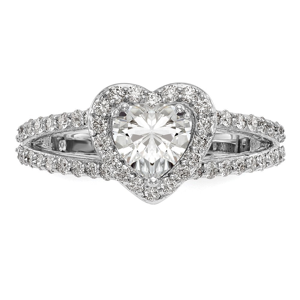 Exclusive 14K White Gold Halo Engagement Ring, 1 Carat Heart Center, Stylish Value