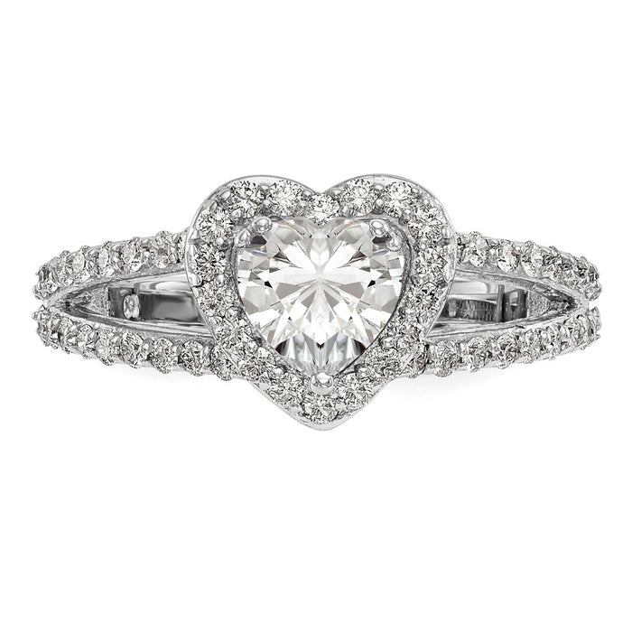 Exclusive 14K White Gold Halo Engagement Ring, 1 Carat Heart Center, Stylish Value-4