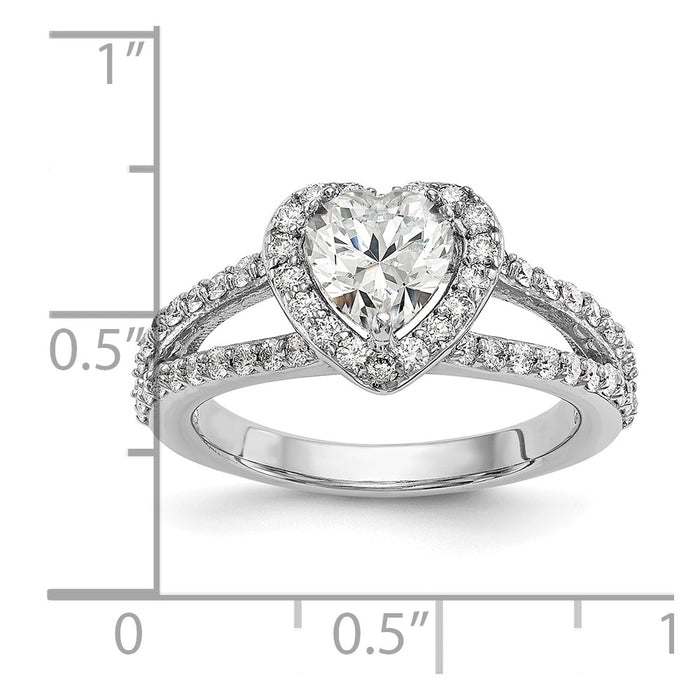 Exclusive 14K White Gold Halo Engagement Ring, 1 Carat Heart Center, Stylish Value-8