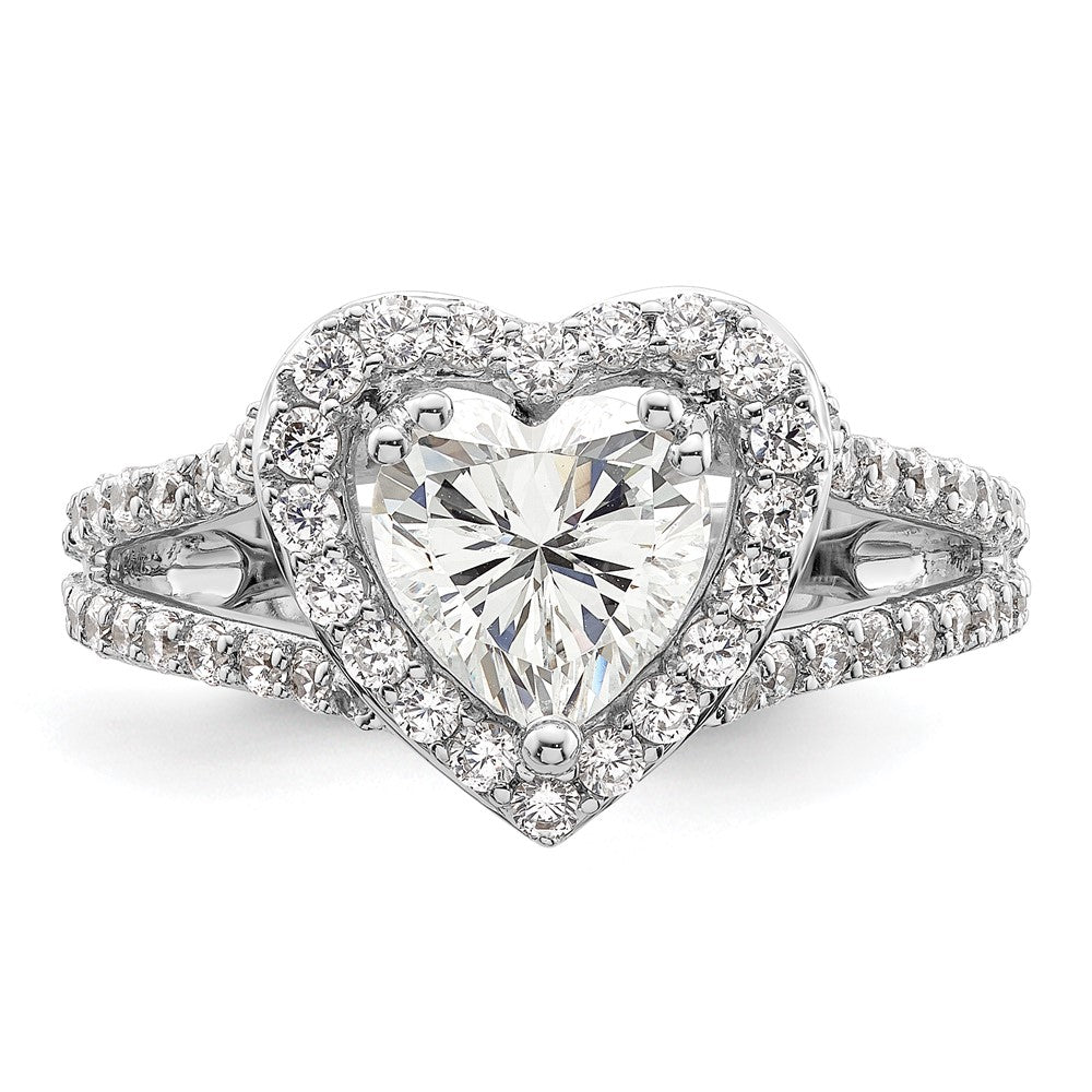 Buy Affordable 14K White Gold Halo Engagement Ring for 1.5 Carat Heart, 1 Carat Accents