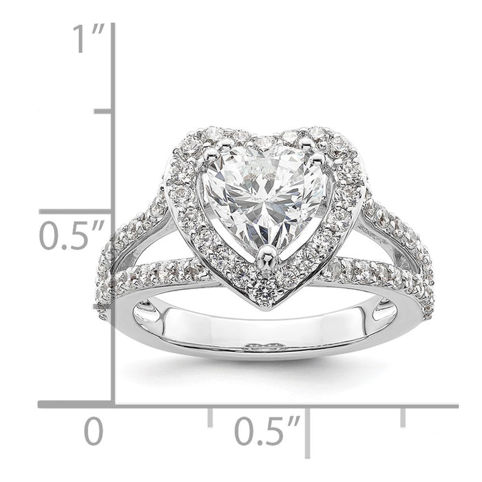 Buy Affordable 14K White Gold Halo Engagement Ring for 1.5 Carat Heart, 1 Carat Accents-7