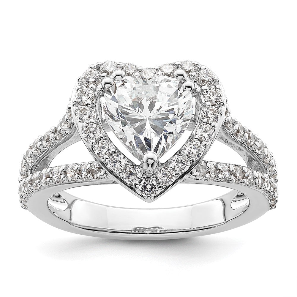 Buy Affordable 14K White Gold Halo Engagement Ring for 1.5 Carat Heart, 1 Carat Accents
