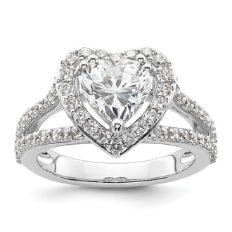 Buy Affordable 14K White Gold Halo Engagement Ring for 1.5 Carat Heart, 1 Carat Accents