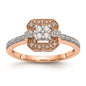 Buy Stylish 10K Rose Gold Square Halo Diamond Engagement Ring, 1/5 Ct-1