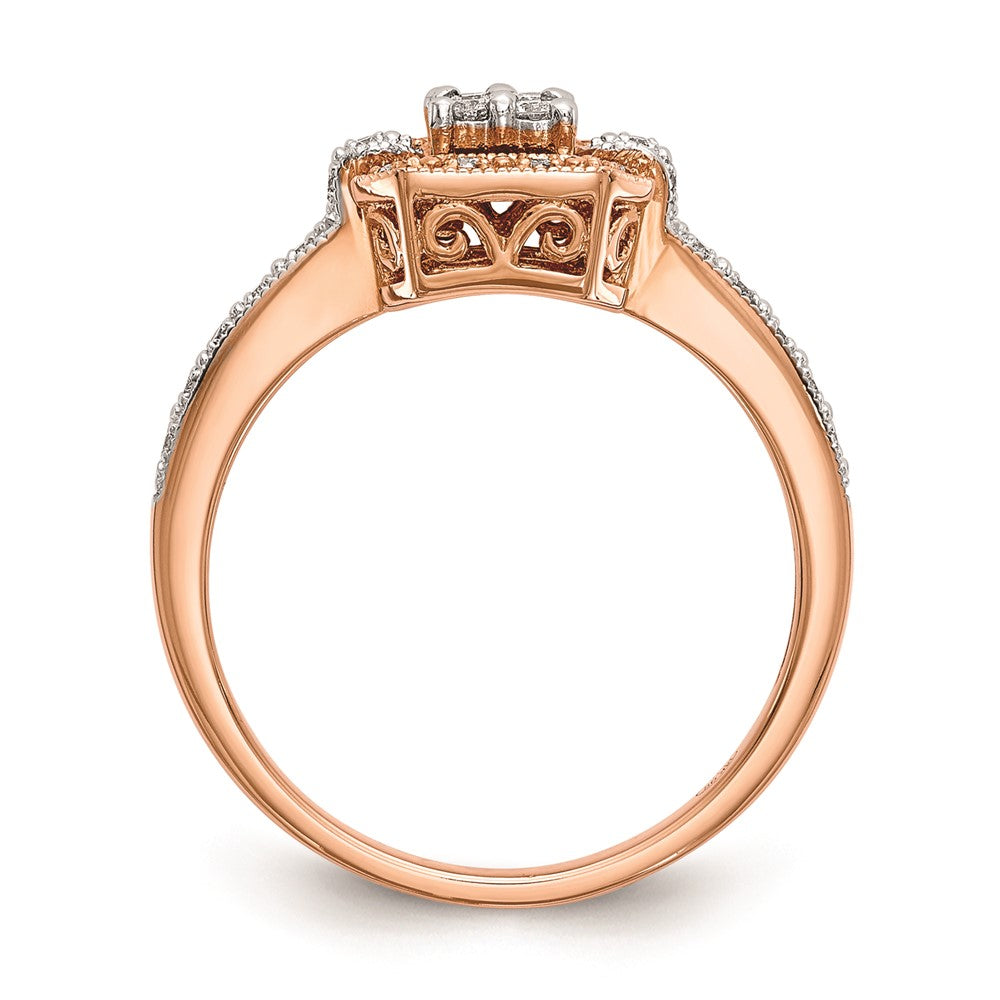Buy 14K Rose Gold Square Cluster Engagement Ring with 1/5 Carat Diamonds - Stylish Value!