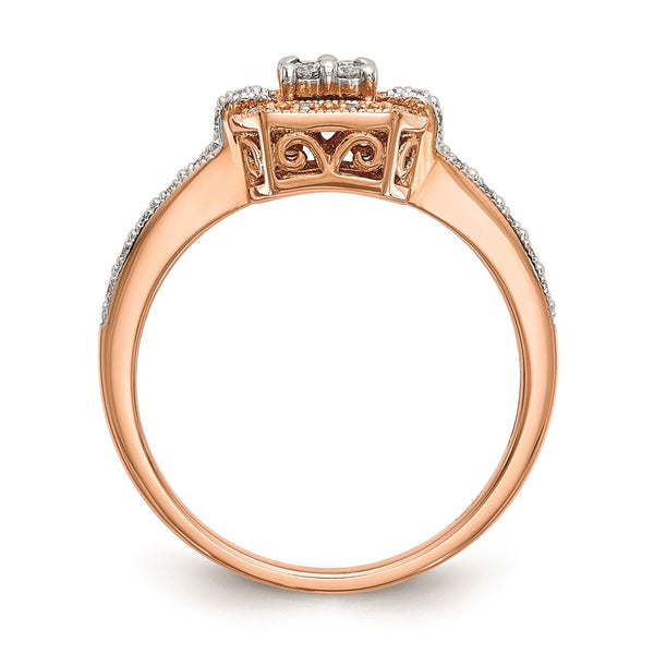 Buy 14K Rose Gold Square Cluster Engagement Ring with 1/5 Carat Diamonds - Stylish Value!