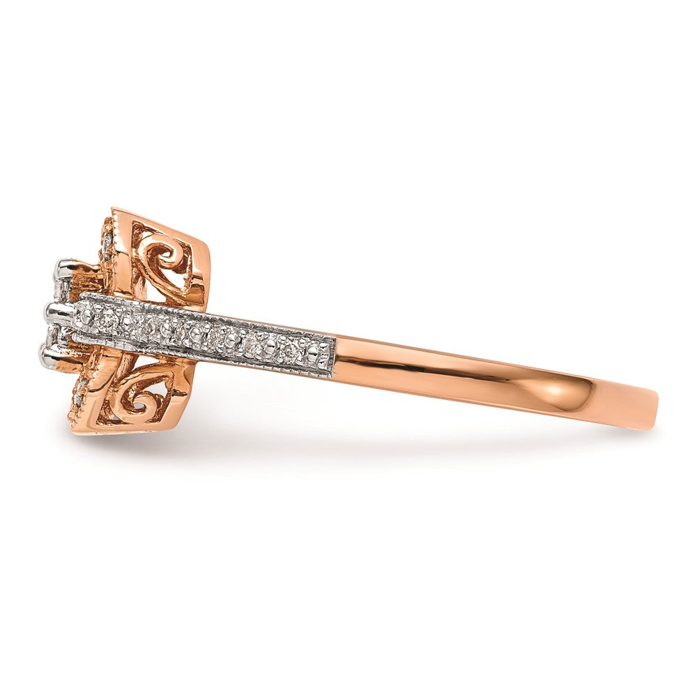 Buy 14K Rose Gold Square Cluster Engagement Ring with 1/5 Carat Diamonds - Stylish Value!