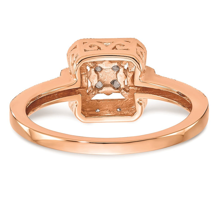 Buy 14K Rose Gold Square Cluster Engagement Ring with 1/5 Carat Diamonds - Stylish Value!-5