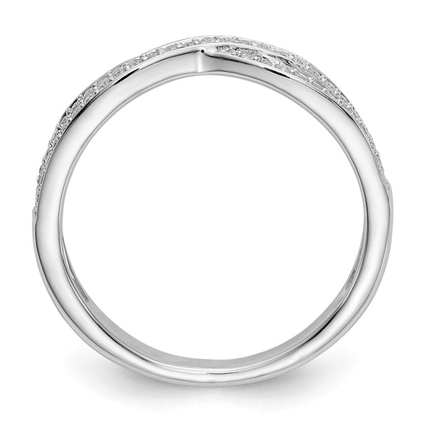 14K White Gold Criss-Cross Diamond Wedding Band, 1/5 Carat