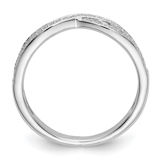 High-Quality 14K White Gold Criss-Cross Diamond Wedding Band, 1/5 Carat Value