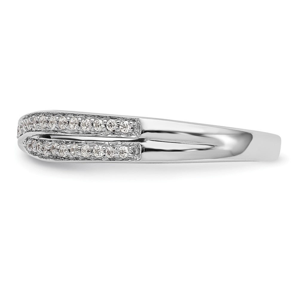 High-Quality 14K White Gold Criss-Cross Diamond Wedding Band, 1/5 Carat Value