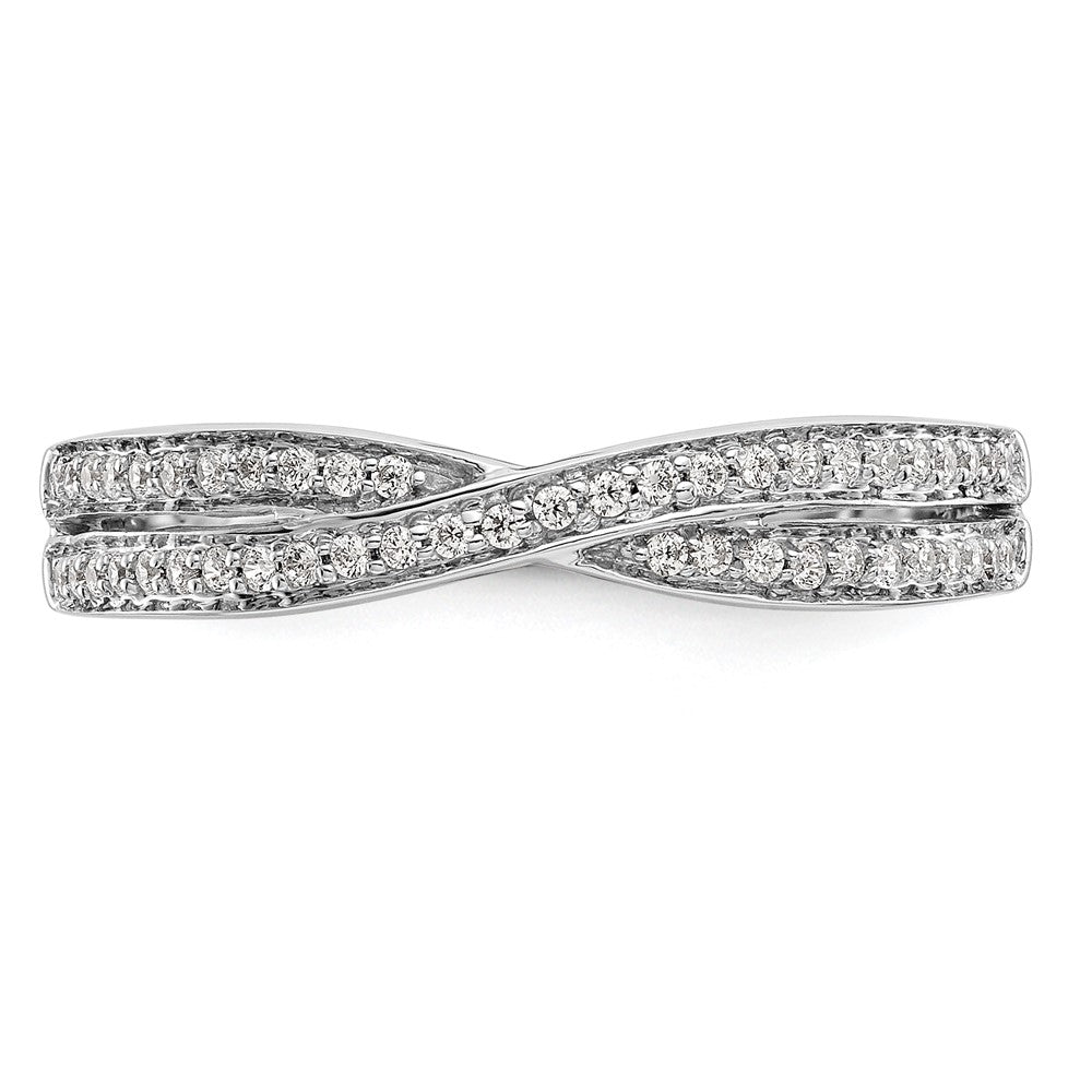 High-Quality 14K White Gold Criss-Cross Diamond Wedding Band, 1/5 Carat Value