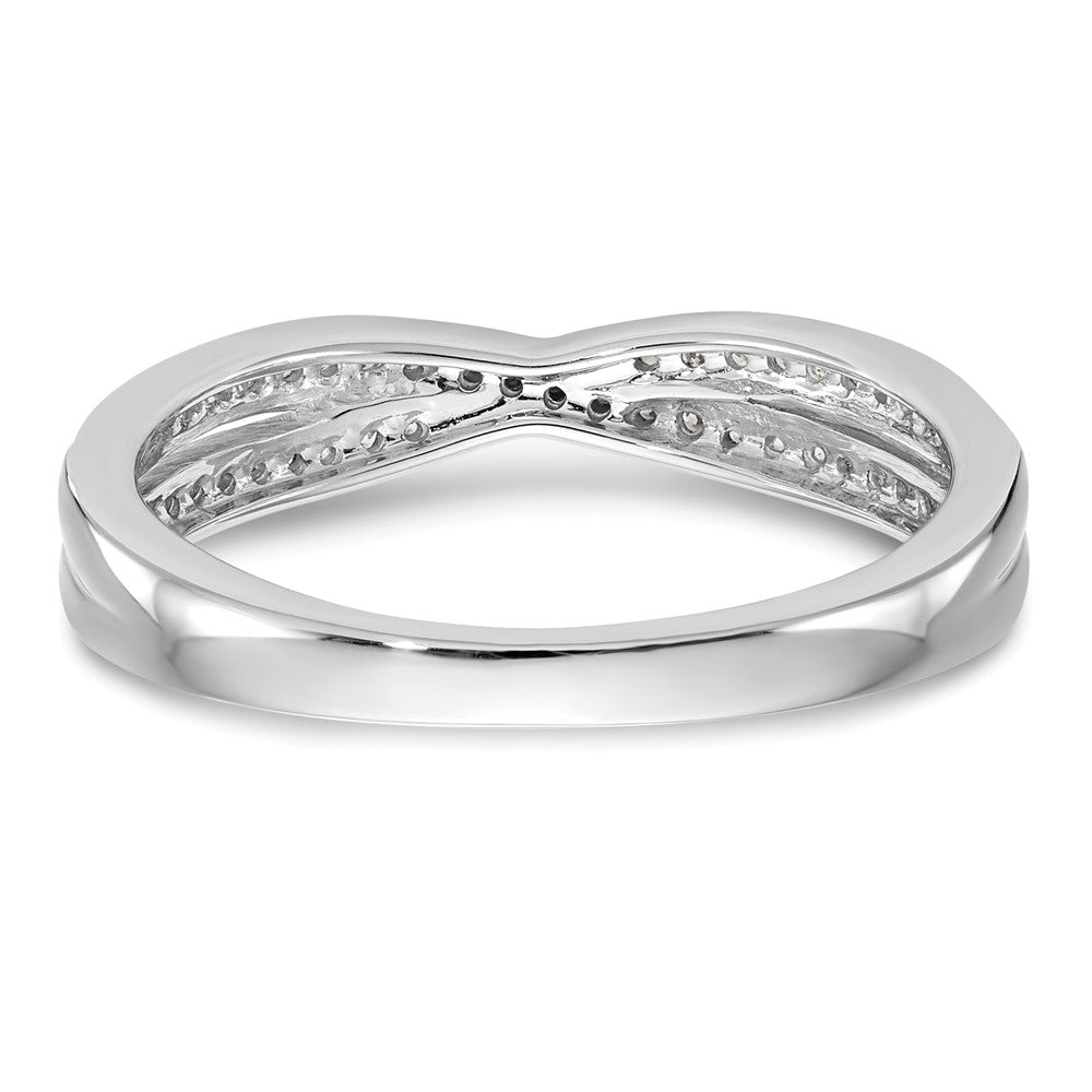 High-Quality 14K White Gold Criss-Cross Diamond Wedding Band, 1/5 Carat Value