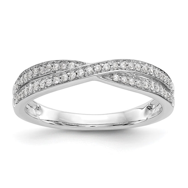 14K White Gold Criss-Cross Diamond Wedding Band, 1/5 Carat