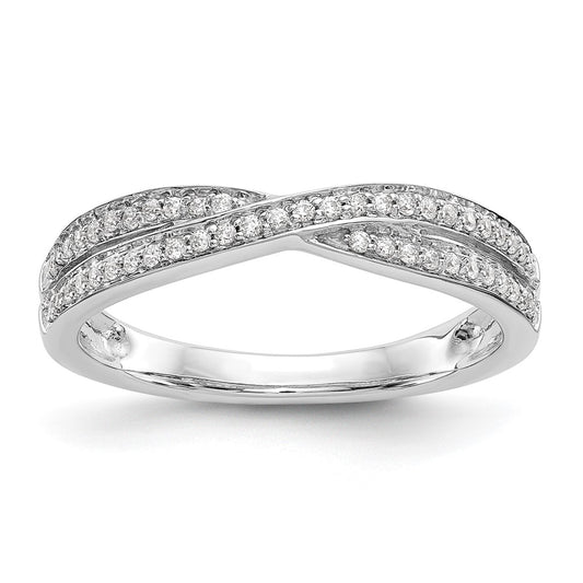 High-Quality 14K White Gold Criss-Cross Diamond Wedding Band, 1/5 Carat Value