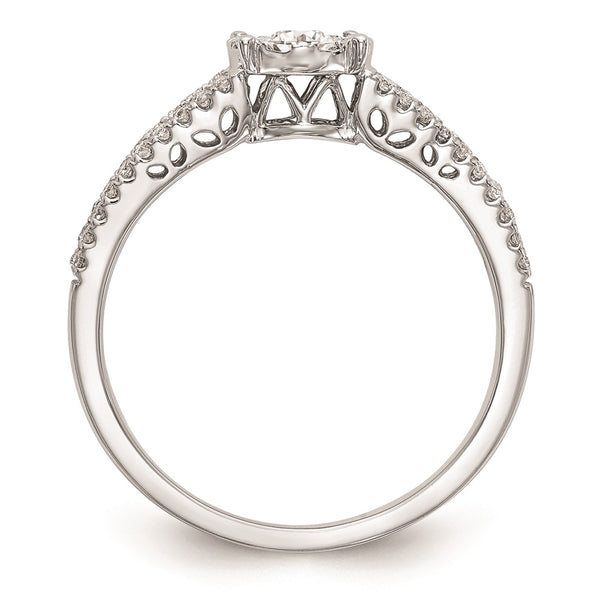 14K White Gold 1/2 Carat Diamond Halo Cluster Engagement Ring