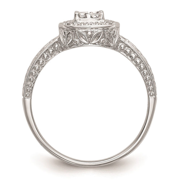 Buy Exclusive 14K White Gold Square Halo Cluster Engagement Ring - 1/5 Carat Diamonds at Affordable Price