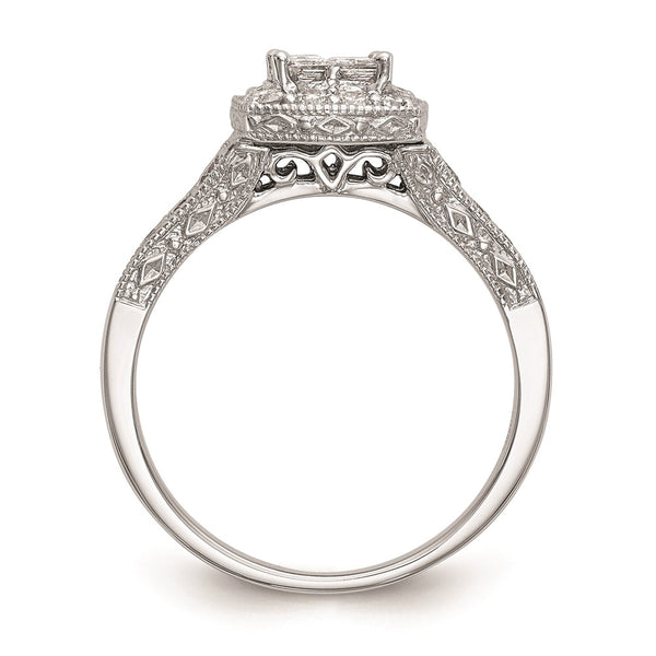Buy Exclusive 14K White Gold Engagement Ring | 3/4 Carat Diamond Halo Value