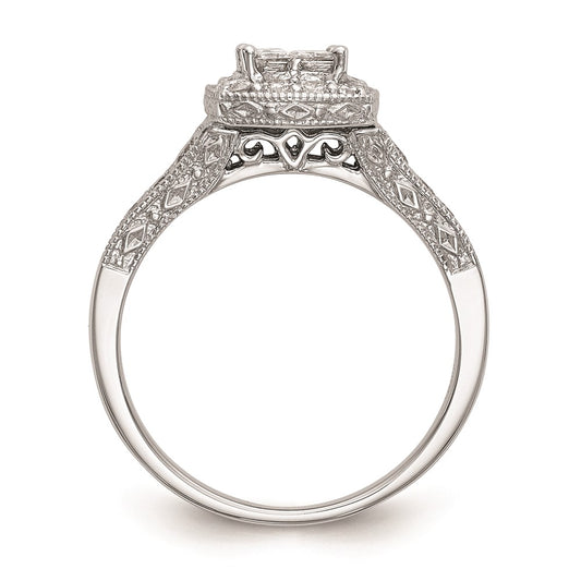 Buy Exclusive 14K White Gold Engagement Ring | 3/4 Carat Diamond Halo Value