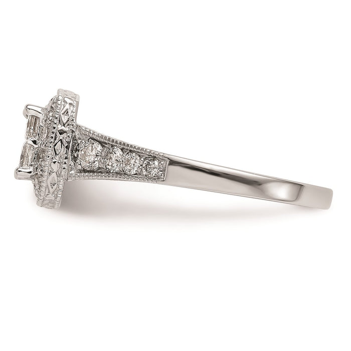 Buy Exclusive 14K White Gold Engagement Ring | 3/4 Carat Diamond Halo Value-3