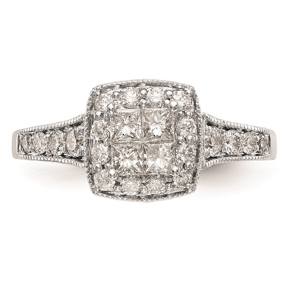 Buy Exclusive 14K White Gold Engagement Ring | 3/4 Carat Diamond Halo Value