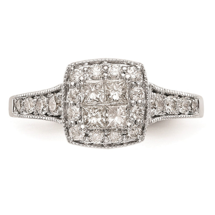 Buy Exclusive 14K White Gold Engagement Ring | 3/4 Carat Diamond Halo Value-4