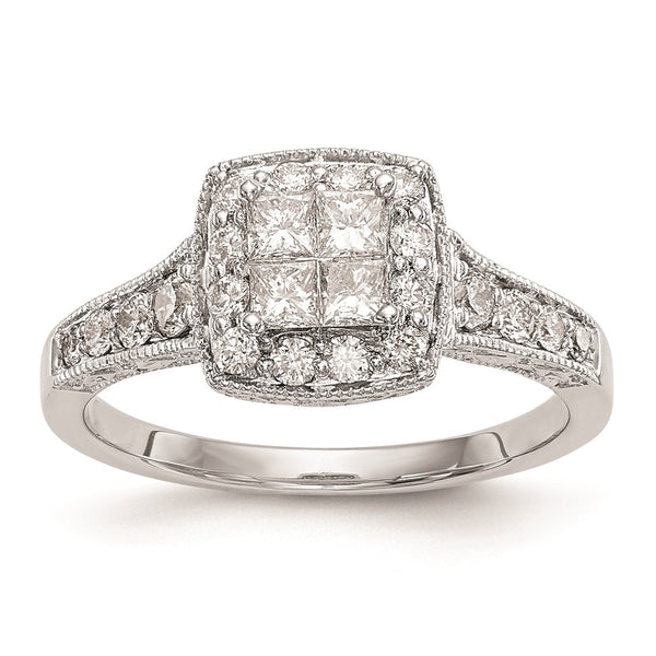 Buy Exclusive 14K White Gold Engagement Ring | 3/4 Carat Diamond Halo Value