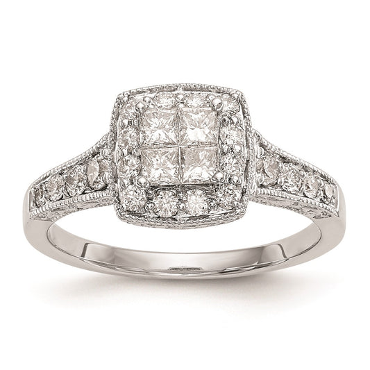 Buy Exclusive 14K White Gold Engagement Ring | 3/4 Carat Diamond Halo Value