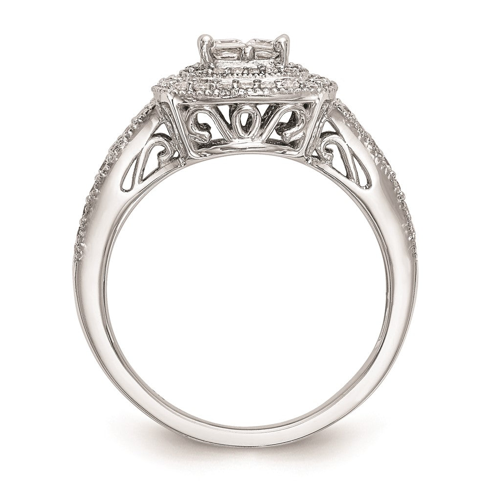 High-Quality 14K White Gold Halo Cluster Engagement Ring, 5/8 Carat Diamonds - Affordable Luxury!