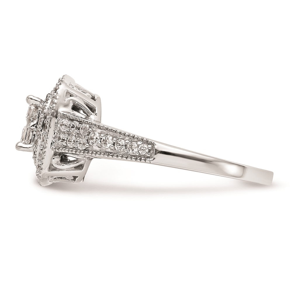 High-Quality 14K White Gold Halo Cluster Engagement Ring, 5/8 Carat Diamonds - Affordable Luxury!