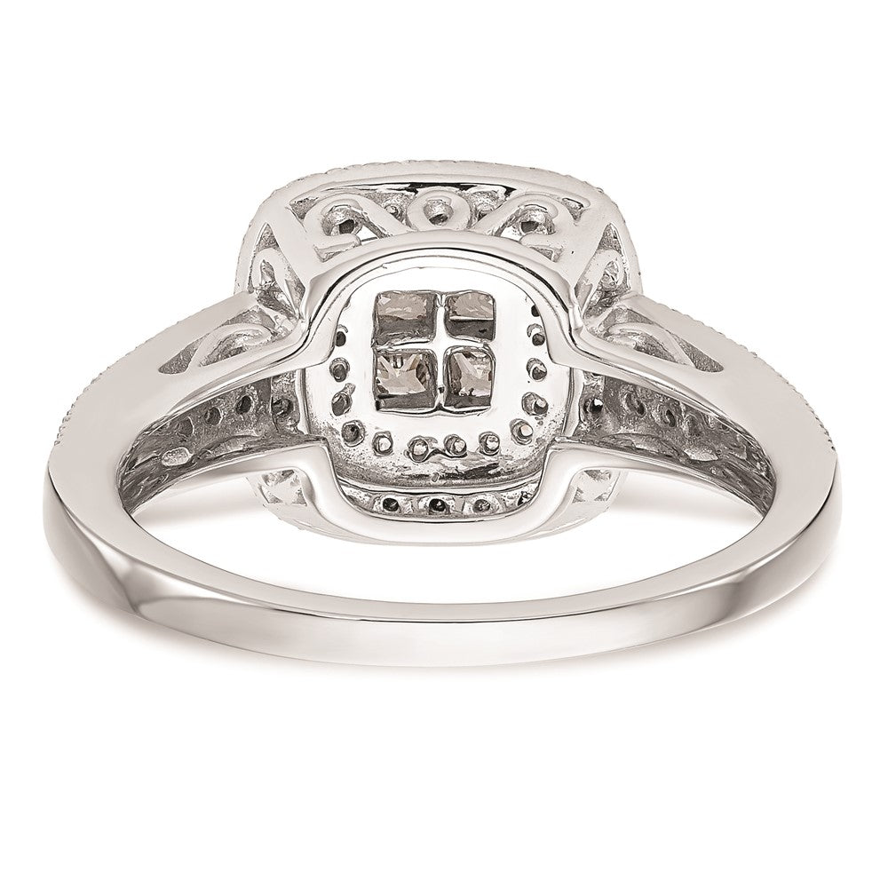 High-Quality 14K White Gold Halo Cluster Engagement Ring, 5/8 Carat Diamonds - Affordable Luxury!