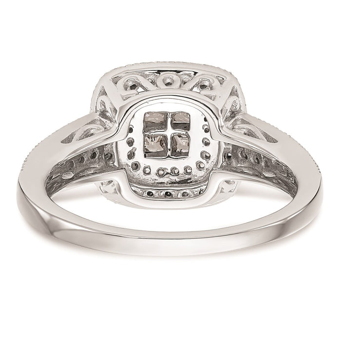 High-Quality 14K White Gold Halo Cluster Engagement Ring, 5/8 Carat Diamonds - Affordable Luxury!-5