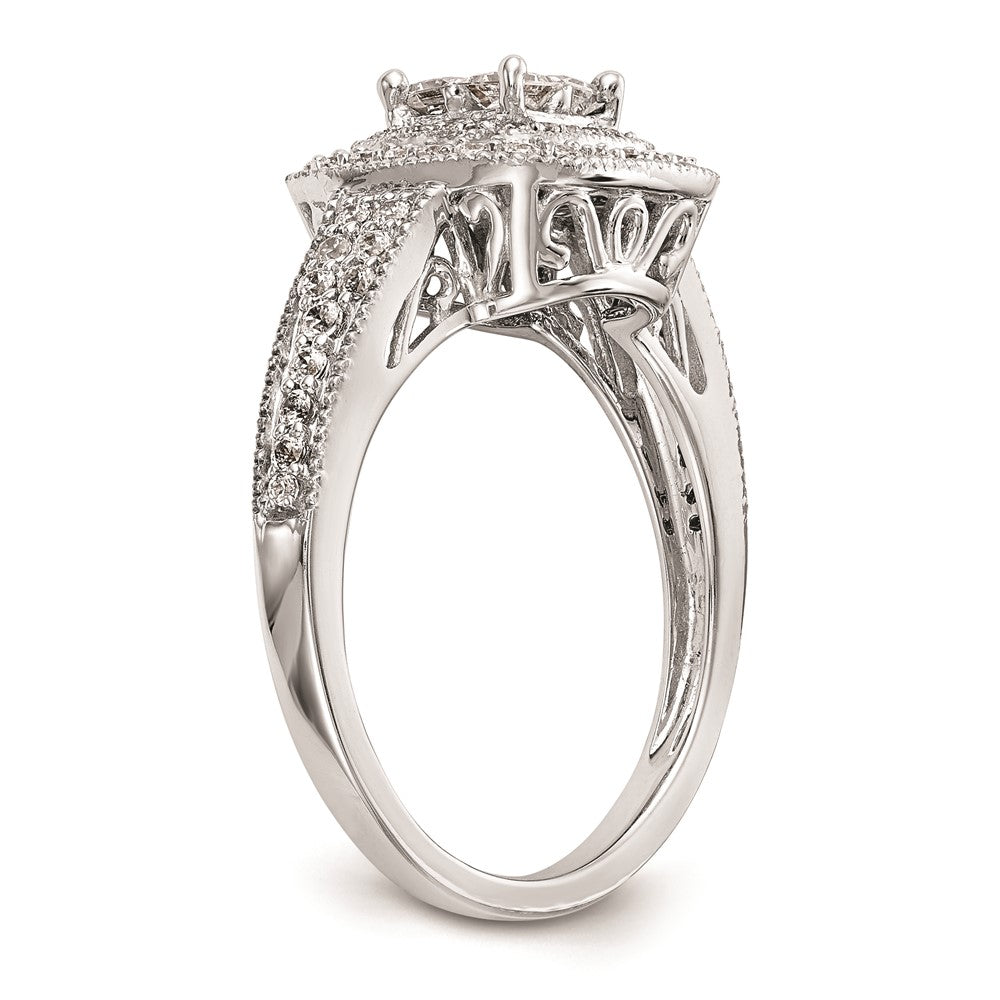 High-Quality 14K White Gold Halo Cluster Engagement Ring, 5/8 Carat Diamonds - Affordable Luxury!