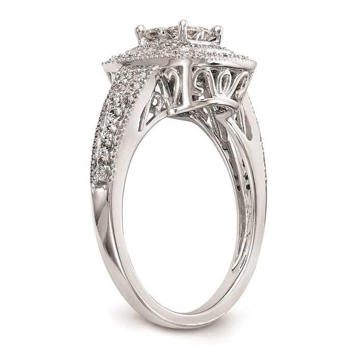 High-Quality 14K White Gold Halo Cluster Engagement Ring, 5/8 Carat Diamonds - Affordable Luxury!-6