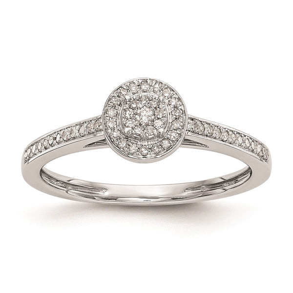 Exclusive 10K White Gold Halo Cluster Engagement Ring | 1/5 Carat Diamond, Value Price
