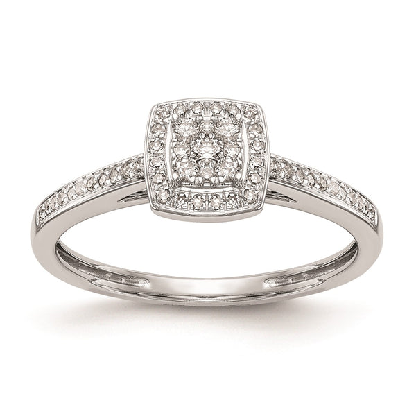 10K White Gold Halo Diamond Engagement Ring, 1/5 Carat Cluster
